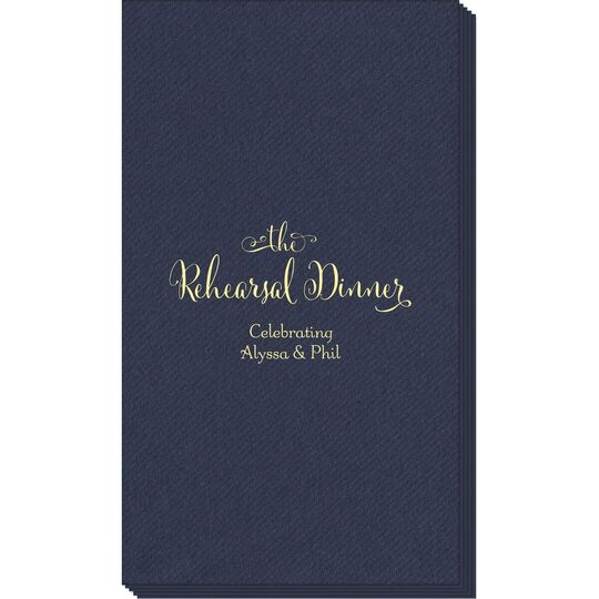 Curly Script Rehearsal Dinner Linen Like Guest Towels